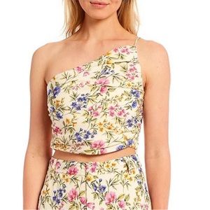 NWT En Saison Floral Print One Shoulder Ruched Top Small